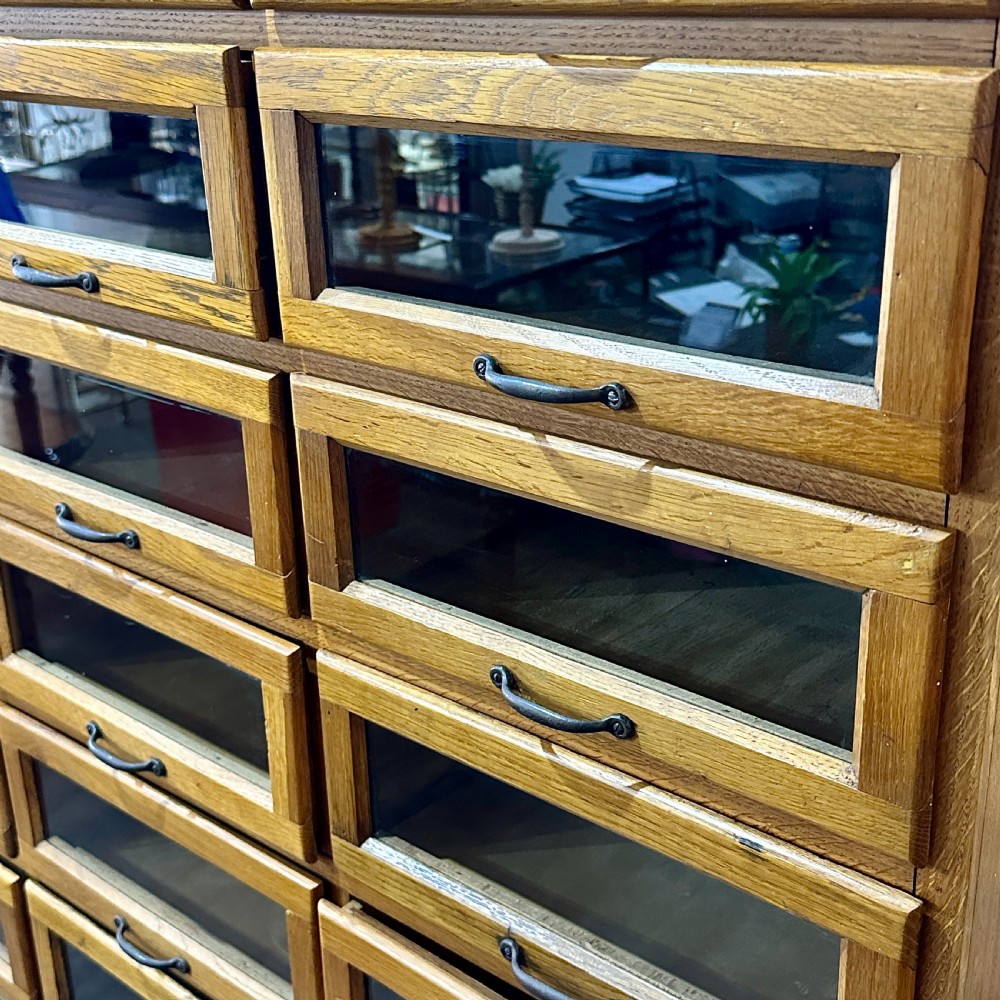 1920s 3 ACROSS OAK HABERDASHERY CABINET View II