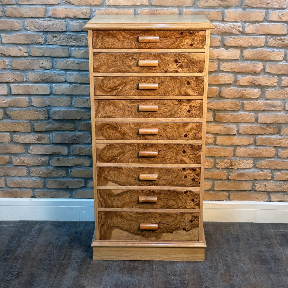RESTORED 1930s TALL OAK CHEST OF DRAWERS