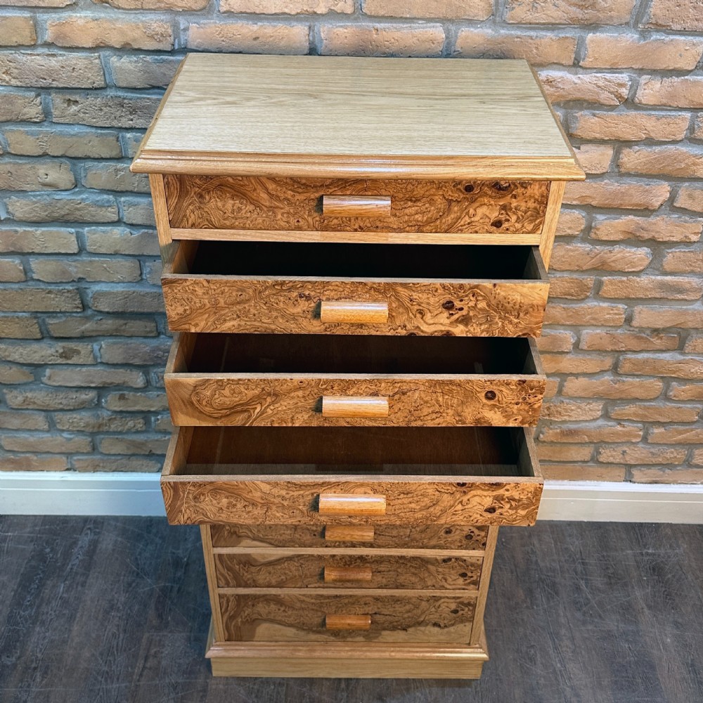RESTORED 1930s TALL OAK CHEST OF DRAWERS View III