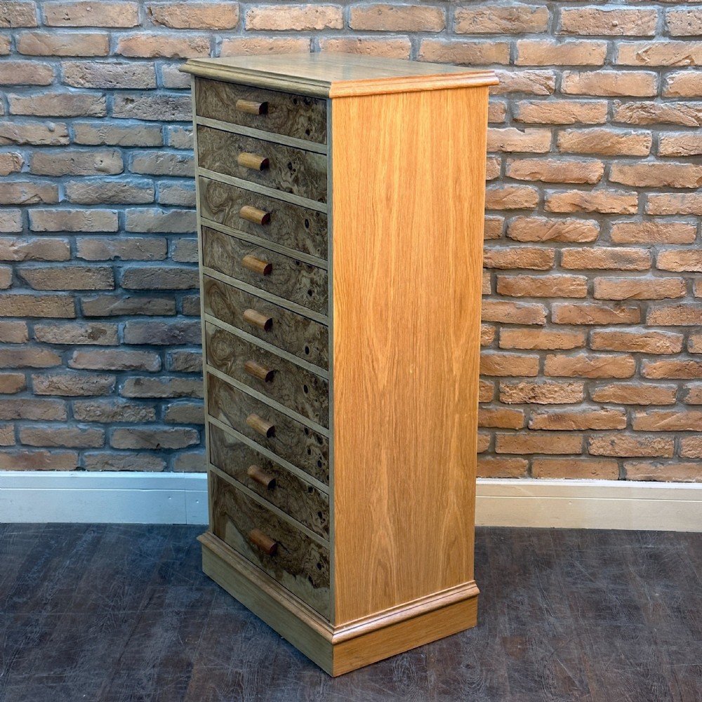 RESTORED 1930s TALL OAK CHEST OF DRAWERS View IV