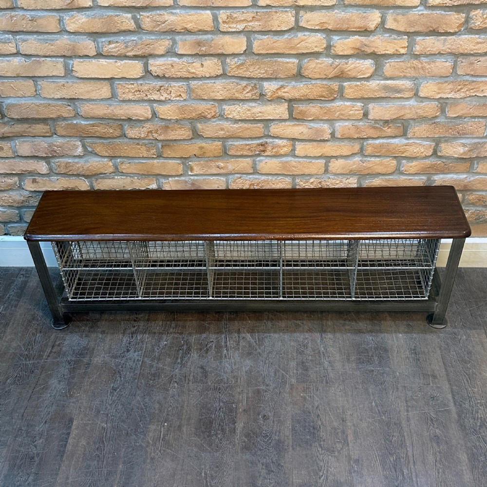 ANTIQUE RESTORED GYM SHOE SCHOOL BENCH View II