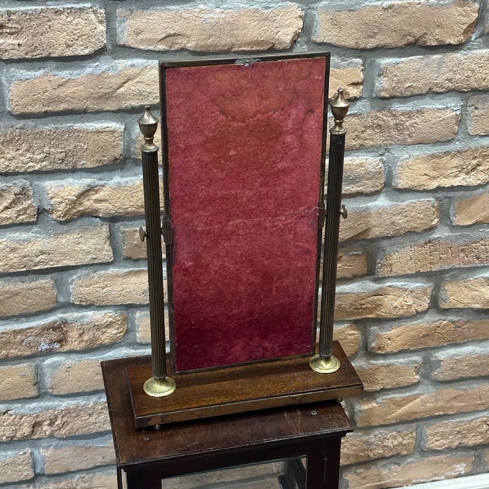 Edwardian Brass Vanity Mirror With Mahogany Base View II