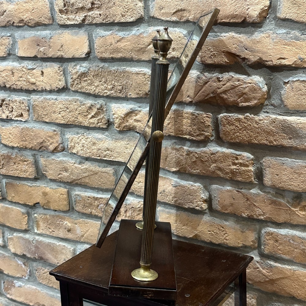 Edwardian Brass Vanity Mirror With Mahogany Base View III
