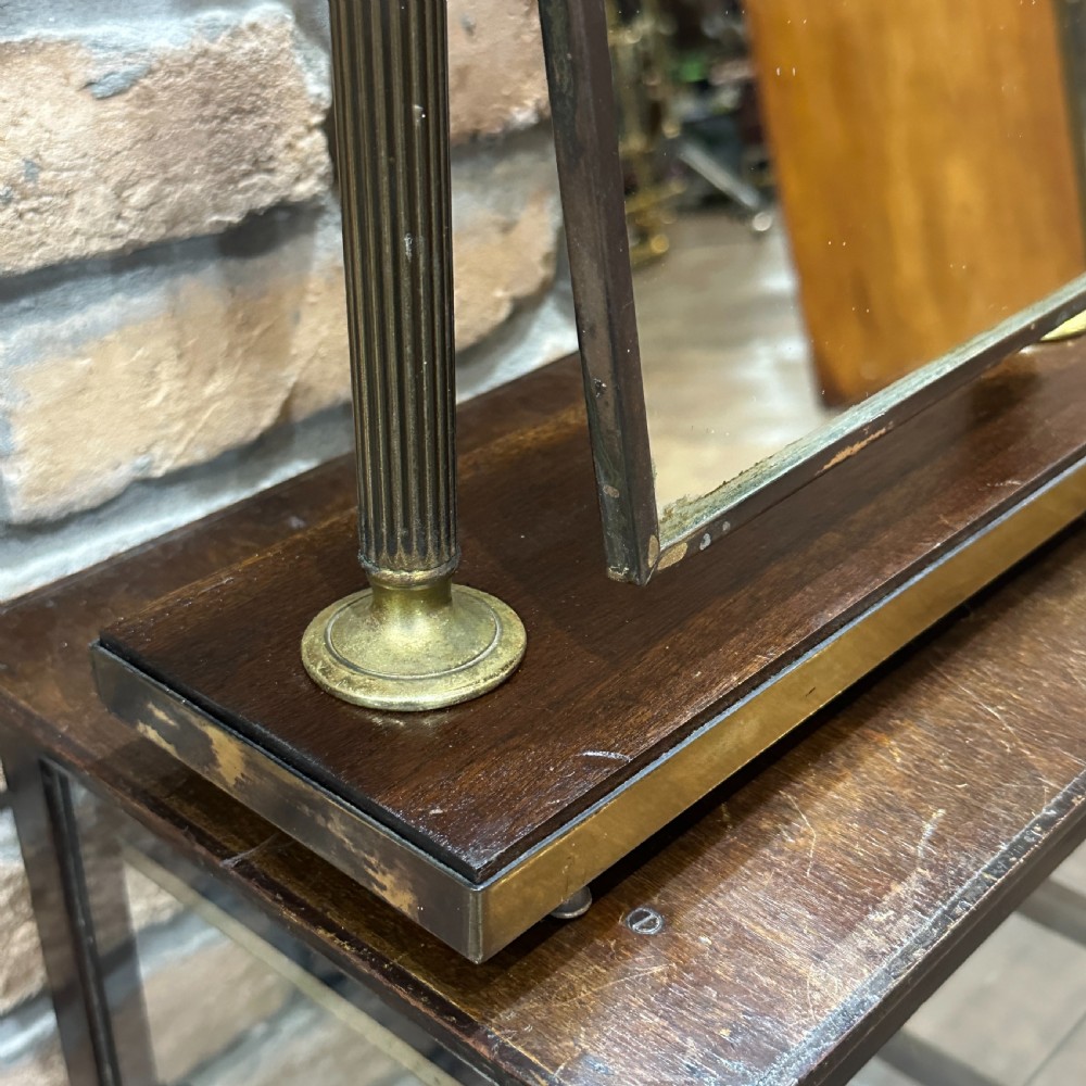 Edwardian Brass Vanity Mirror With Mahogany Base View IV