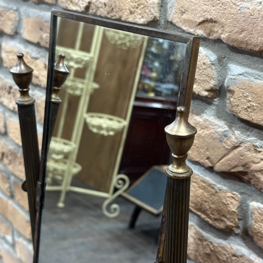 Edwardian Brass Vanity Mirror With Mahogany Base View V