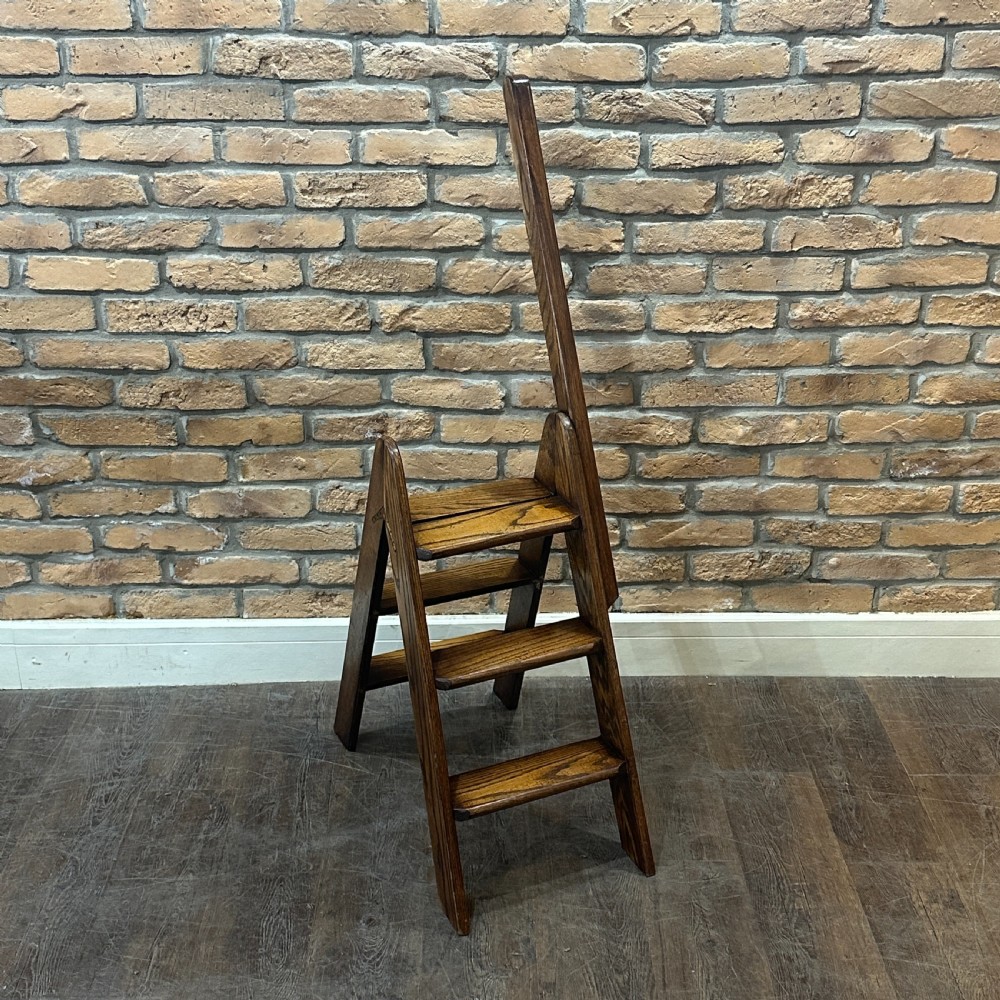 1930s Solid Oak Folding Ladder