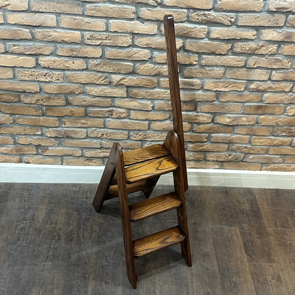 1930s Solid Oak Folding Ladder View II