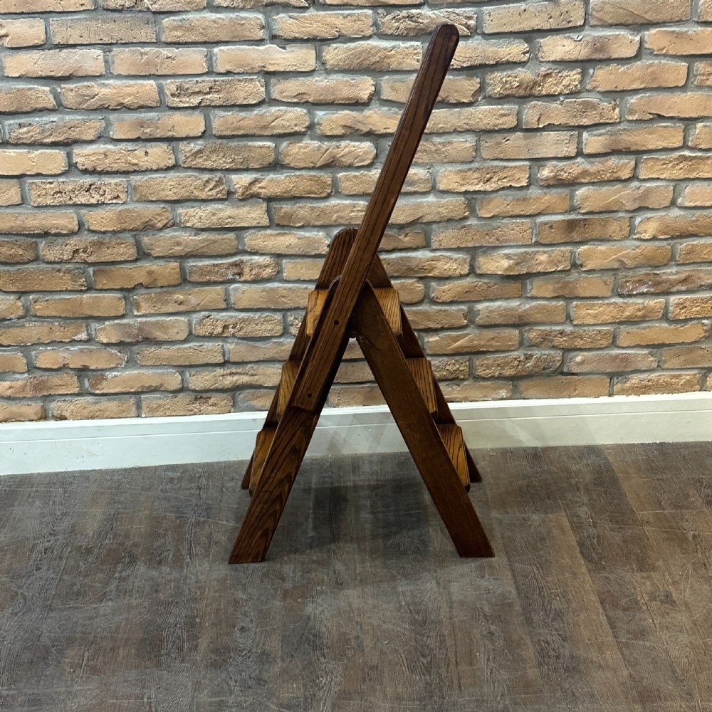 1930s Solid Oak Folding Ladder View III