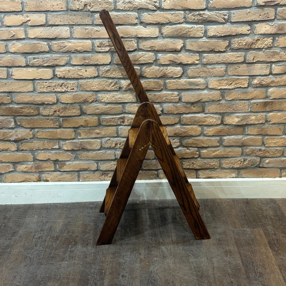 1930s Solid Oak Folding Ladder View IV