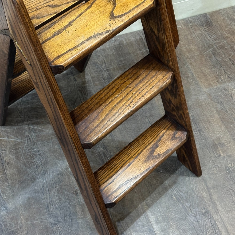 1930s Solid Oak Folding Ladder View V