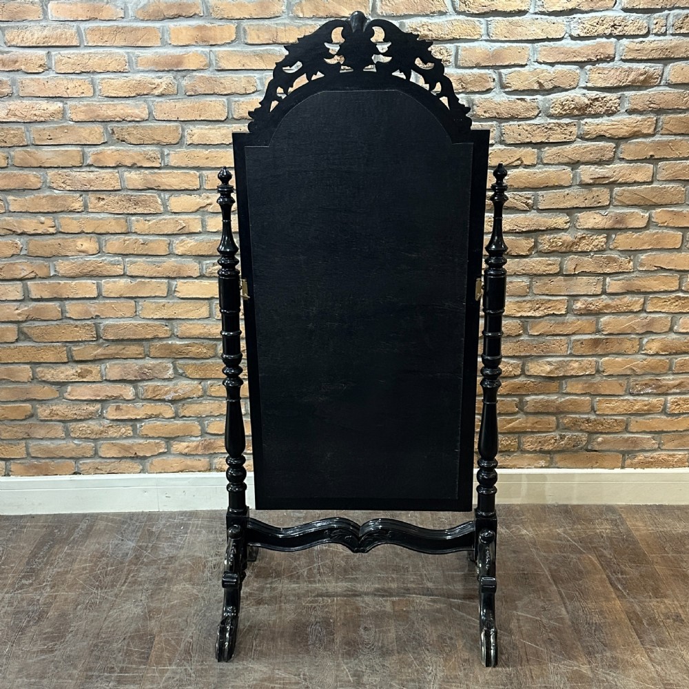 1920s Victorian Style Black Cheval Mirror
 View III
