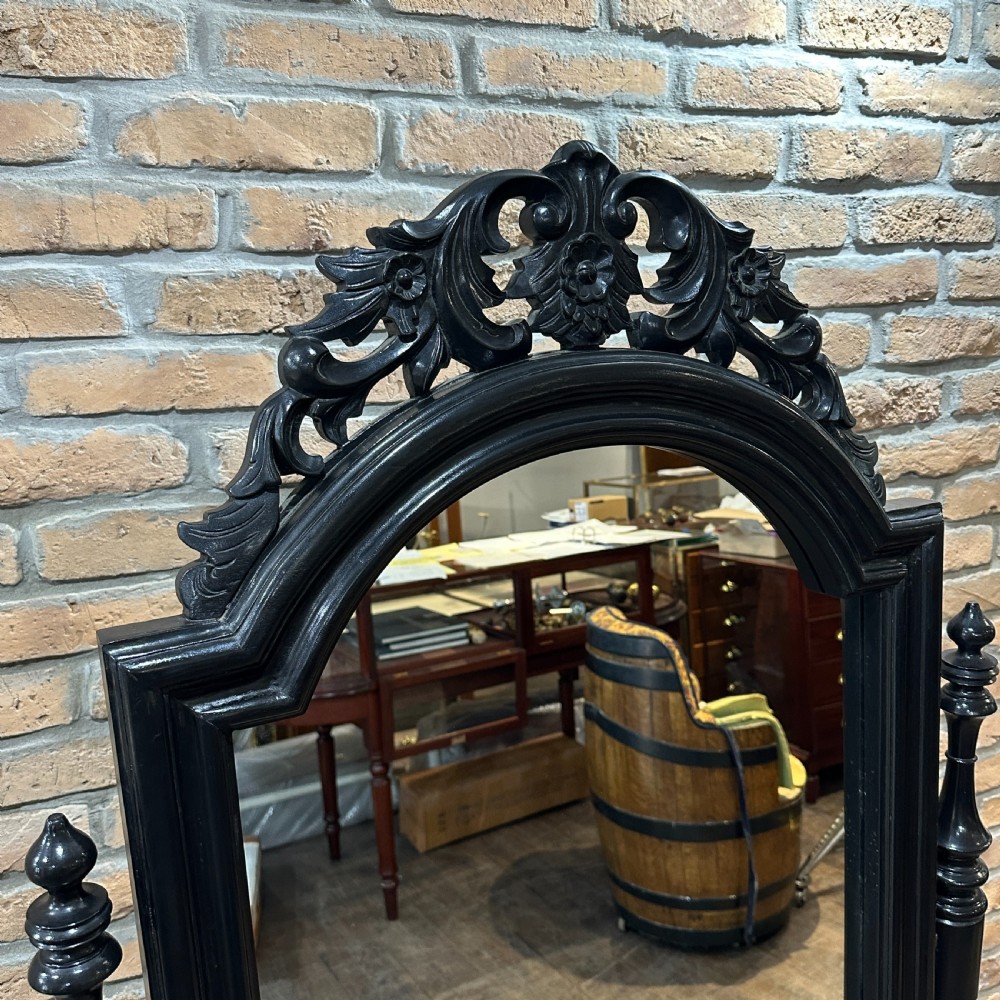 1920s Victorian Style Black Cheval Mirror
 View IV