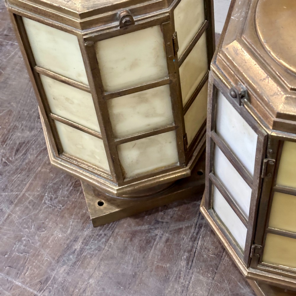 Pair Of 1930s Bronze And Glass Lanterns
 View III