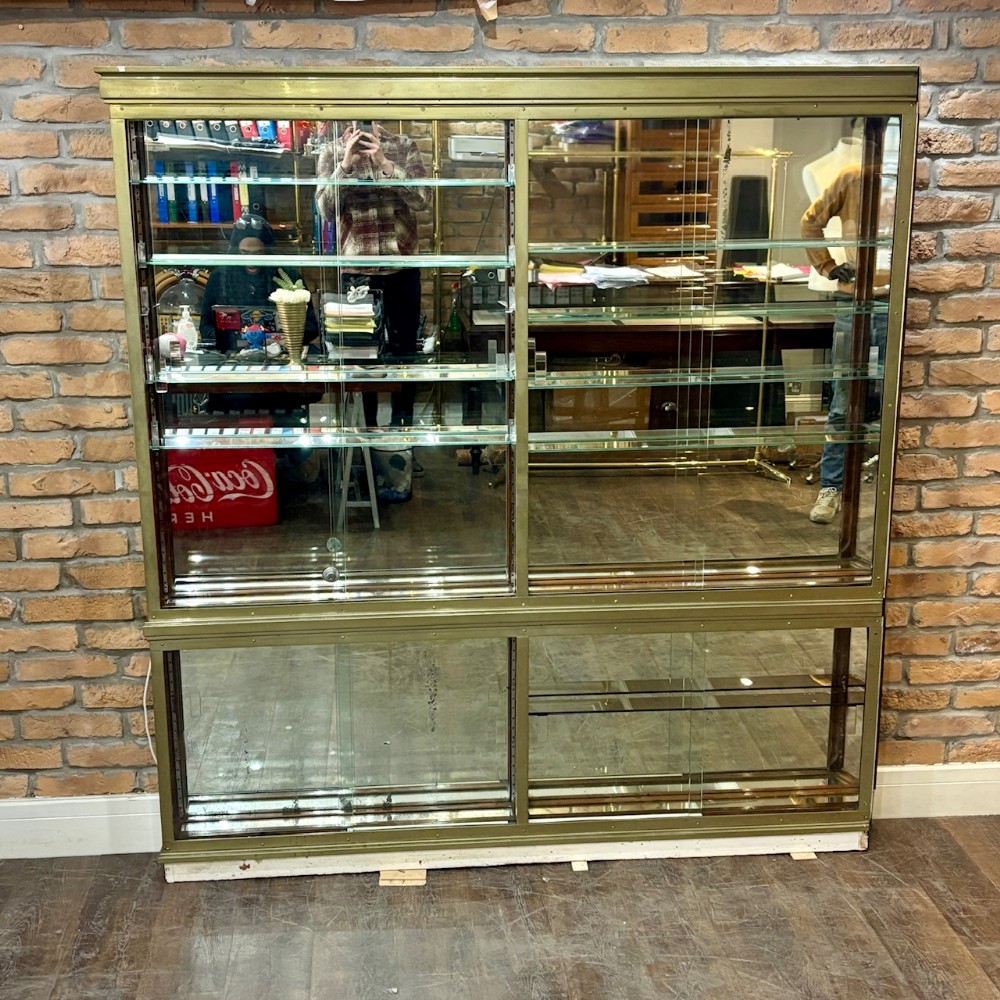 EARLY CENTURY BRASS AND GLASS SHOP DISPLAY CABINET