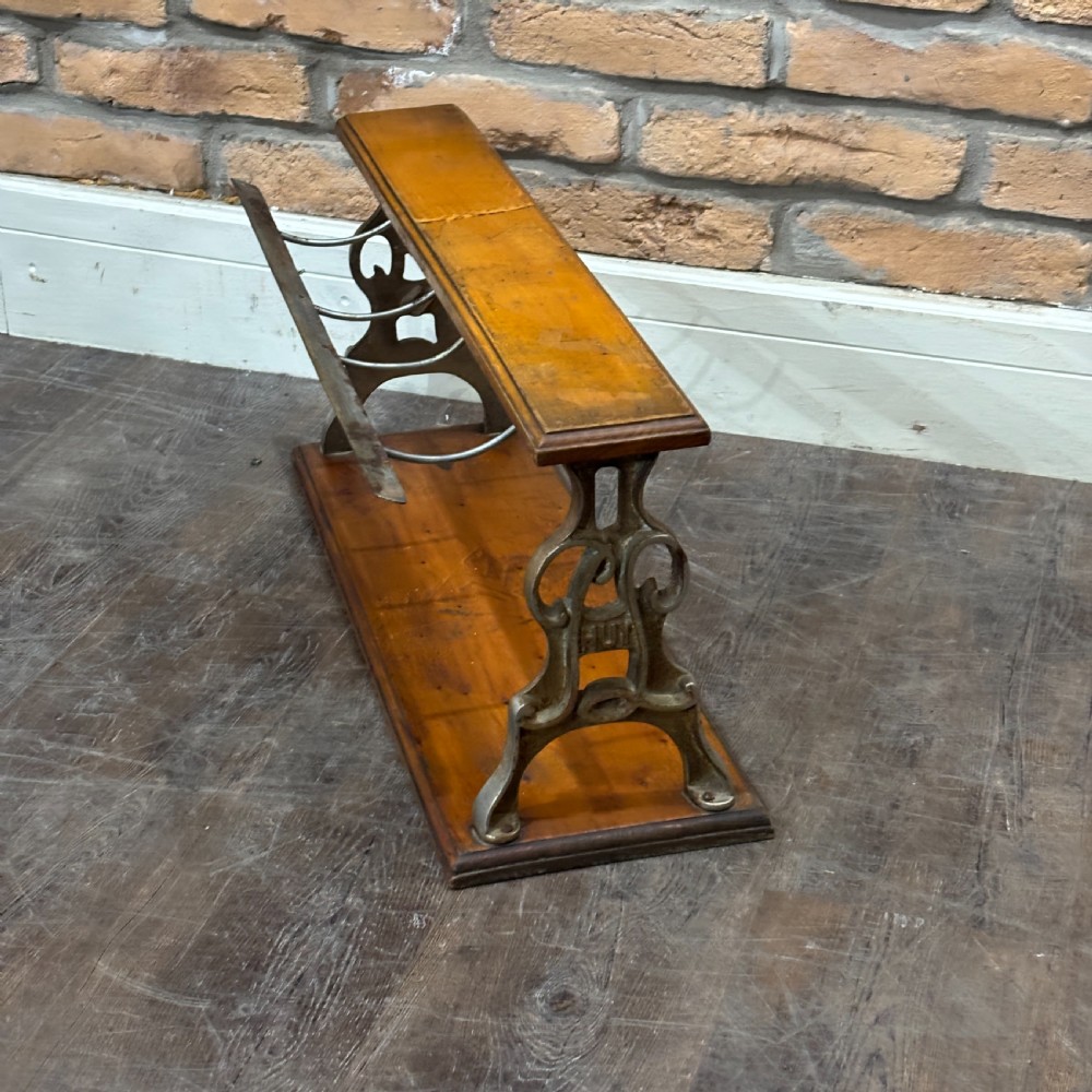 1910s Cast Iron and Beech Paper Roll Dispenser View III