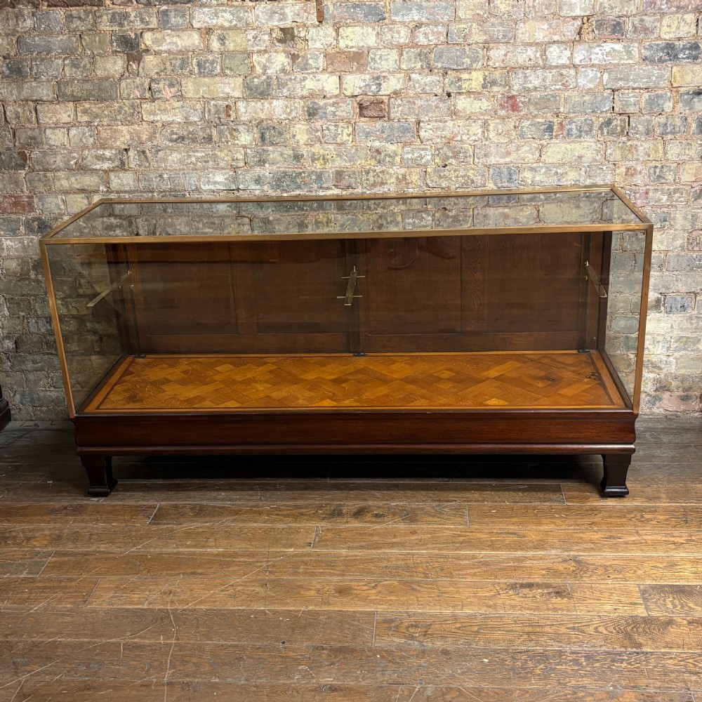 Antique Oak & Brass Display Counter