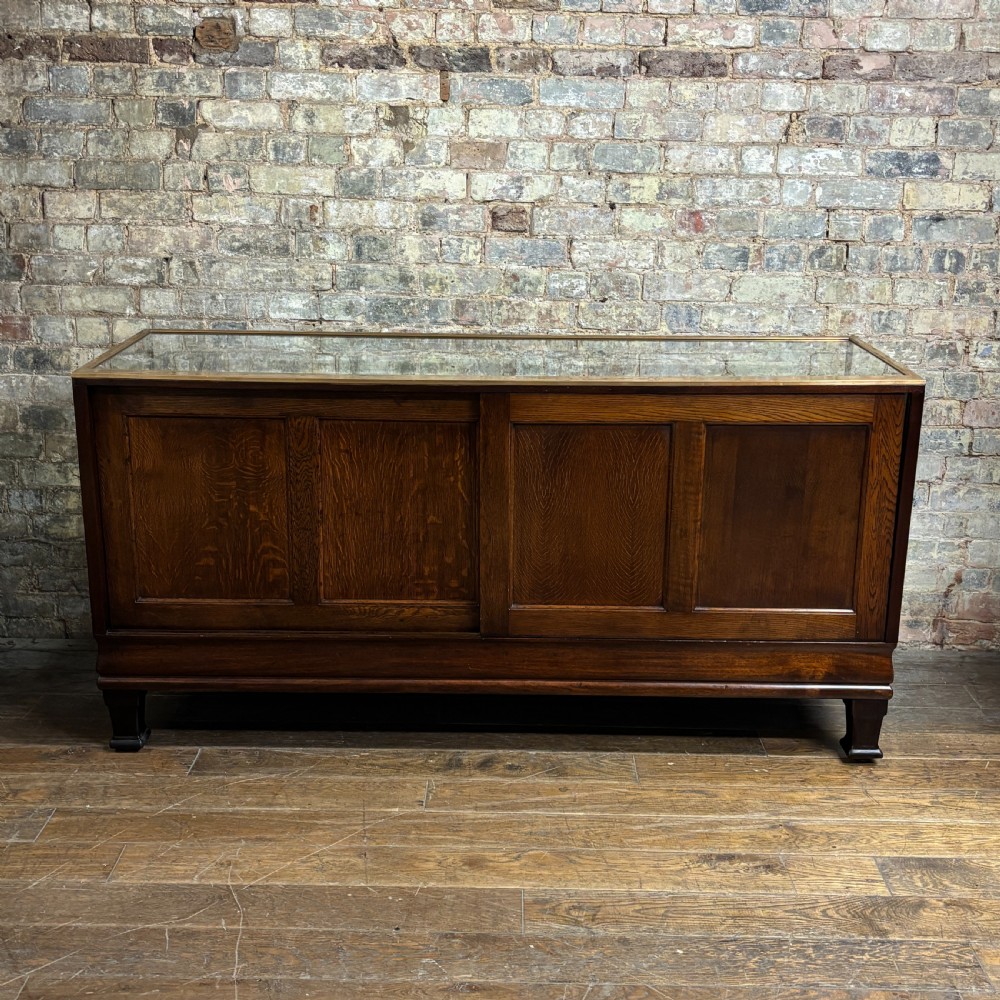 Antique Oak & Brass Display Counter View II