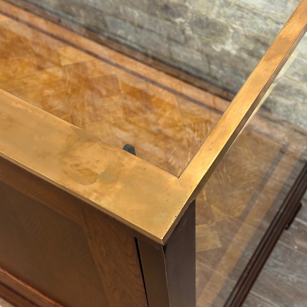 Antique Oak & Brass Display Counter View IV