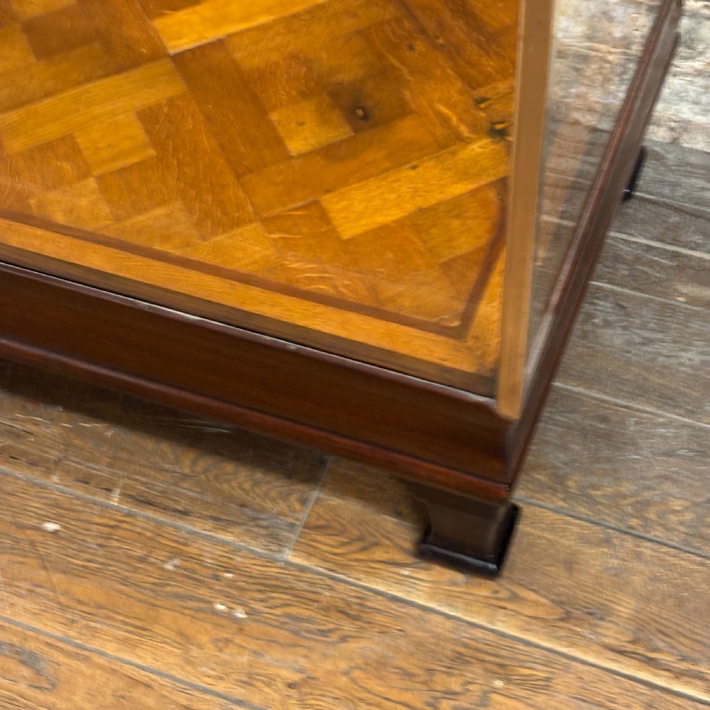 Antique Oak & Brass Display Counter View V
