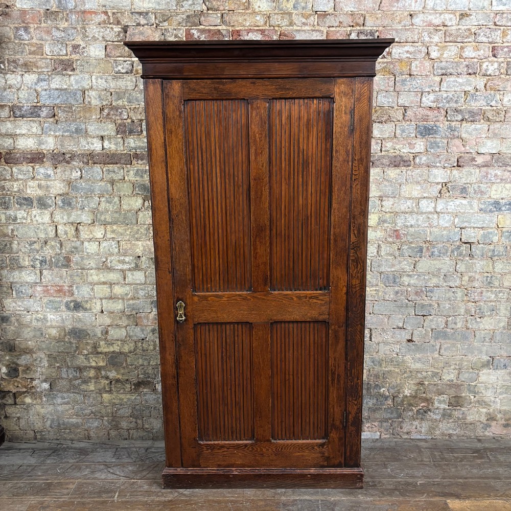 1900s Oak Cupboard with Reeded Panels