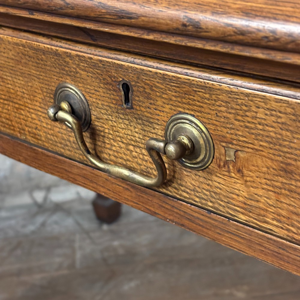 Antique Oak Writing Desk with Leather Top
 View III