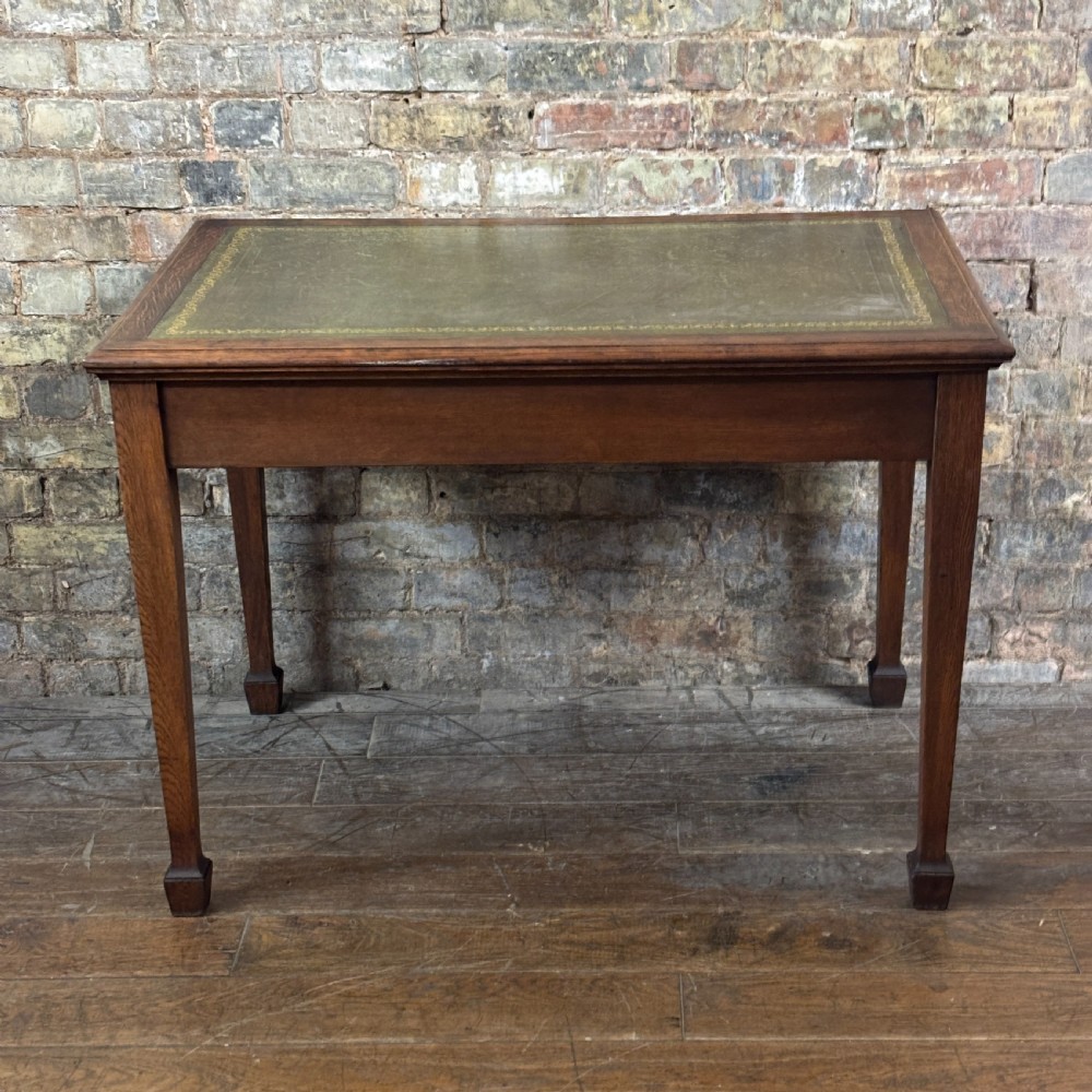Antique Oak Writing Desk with Leather Top
 View IV