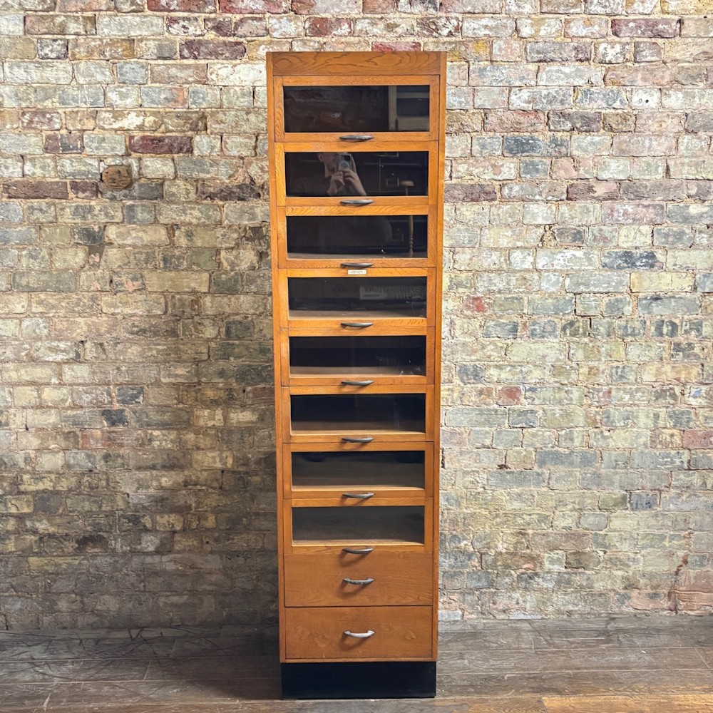 1930s Dudley & Co. Oak Haberdashery Display Cabinet
