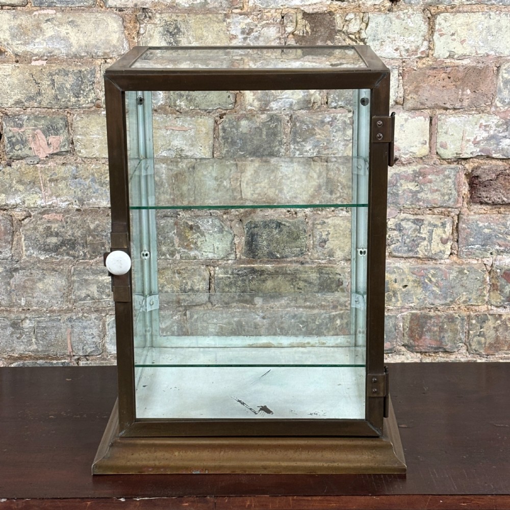 1920s Brass Countertop Display Cabinet
