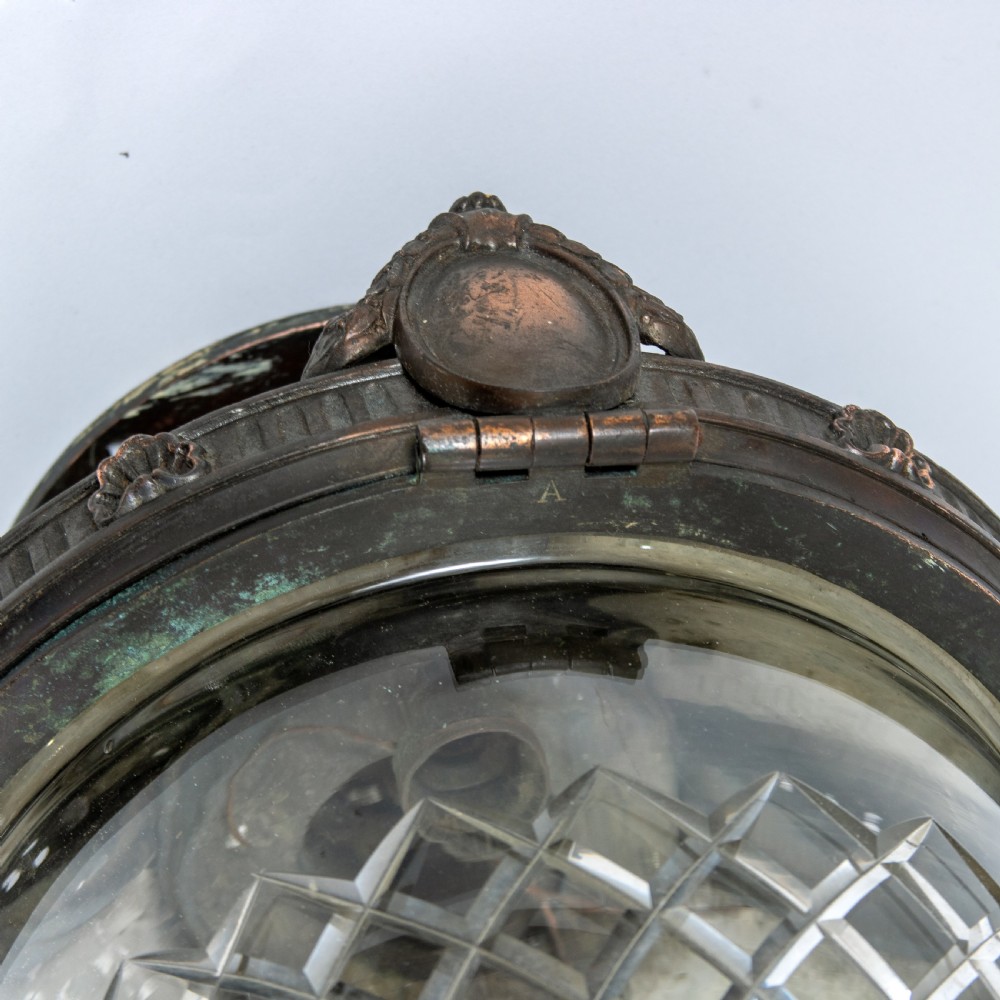 1910s Bronze & Hand Cut Crystal Ceiling Light View II