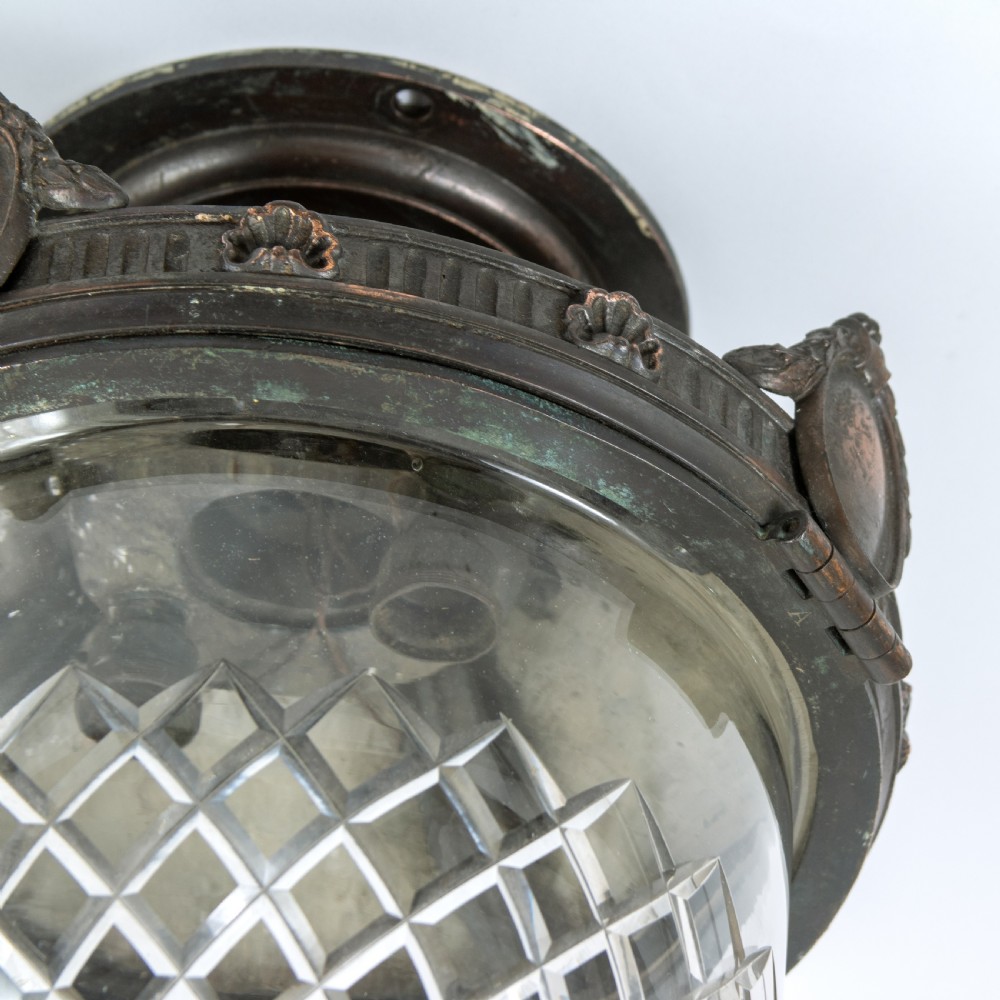 1910s Bronze & Hand Cut Crystal Ceiling Light View III