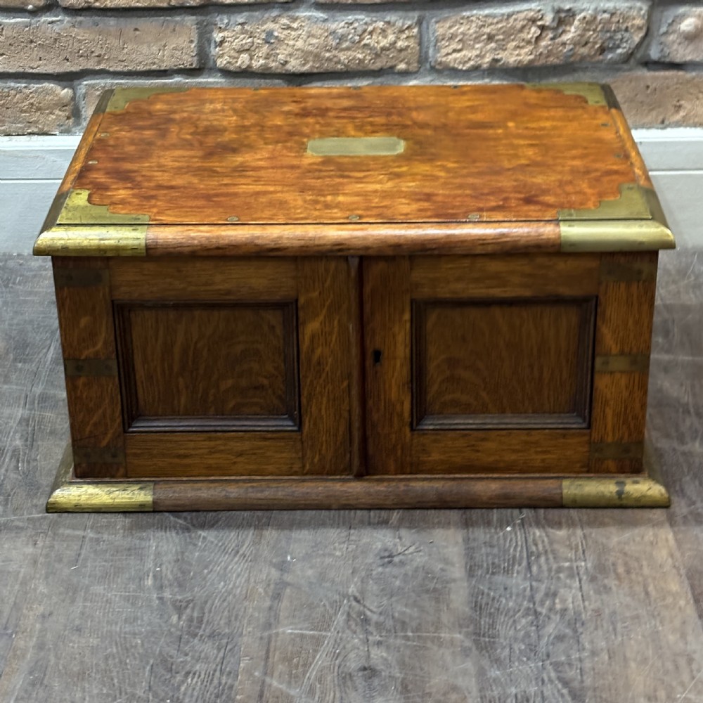 Antique Brass Bound Oak Jeweller’s / Watchmaker’s Cabinet View III