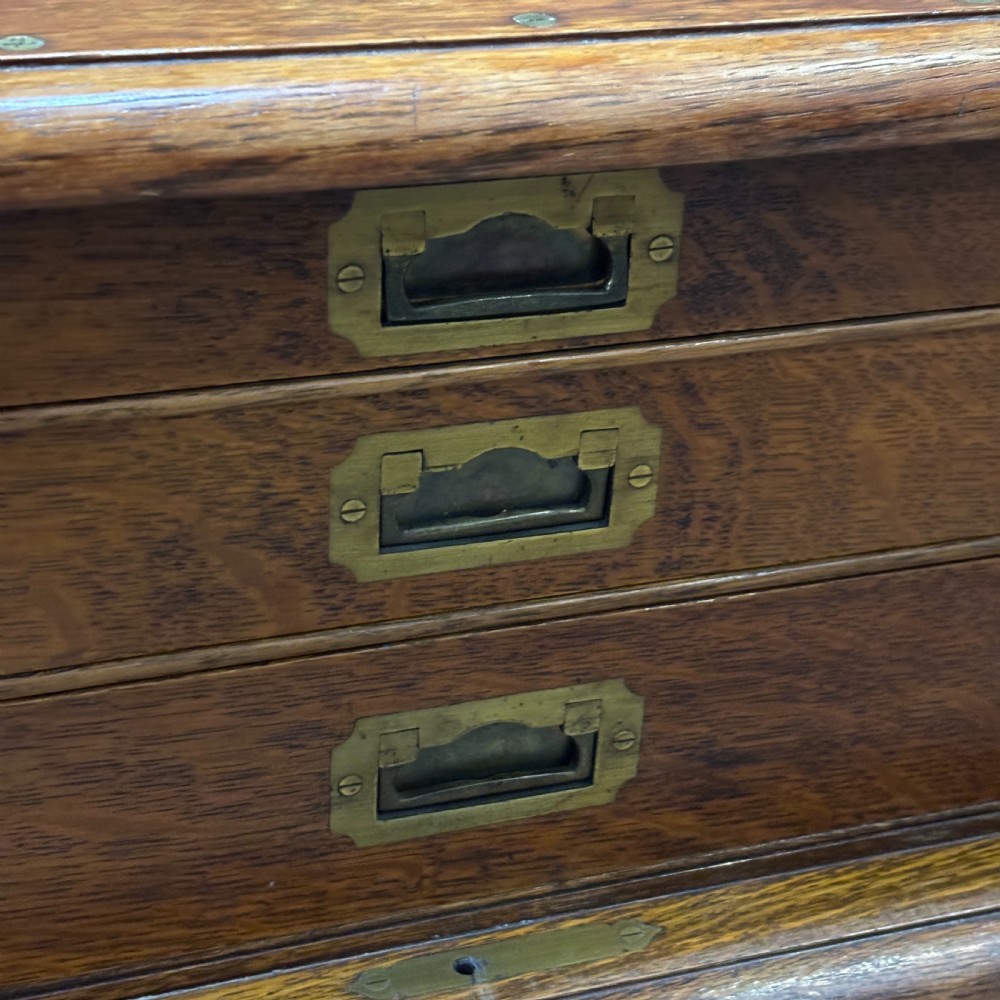 Antique Brass Bound Oak Jeweller’s / Watchmaker’s Cabinet View VII