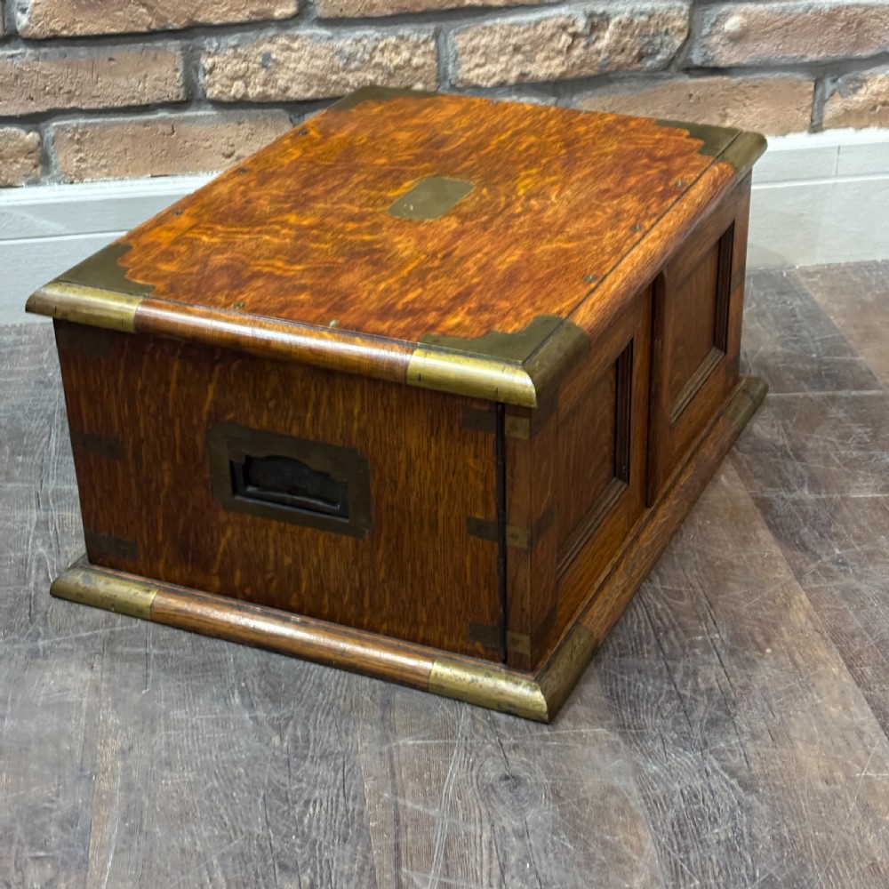 Antique Brass Bound Oak Jeweller’s / Watchmaker’s Cabinet View VIII