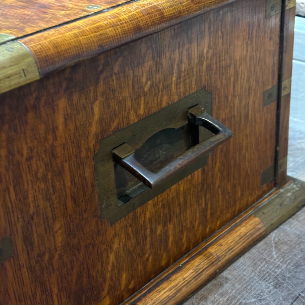 Antique Brass Bound Oak Jeweller’s / Watchmaker’s Cabinet View X
