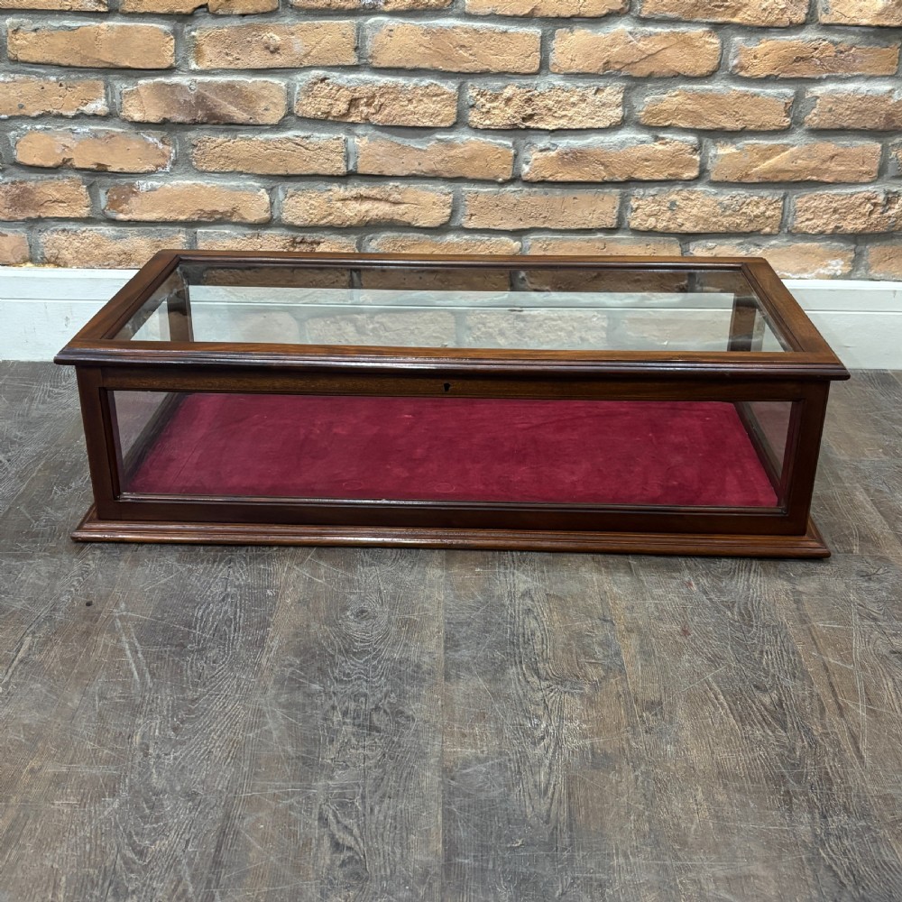 1920s Countertop Display Cabinet with Red Velvet Interior
 View V