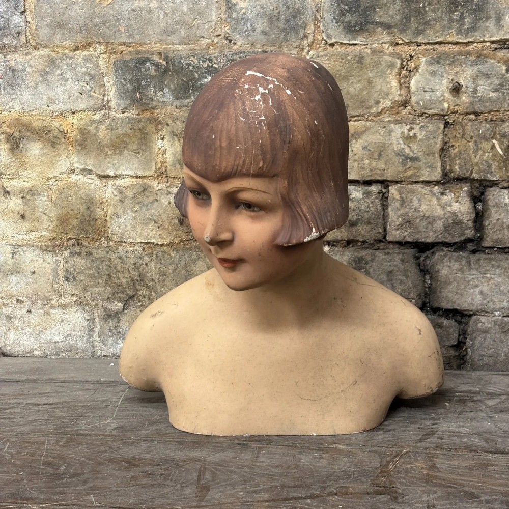 Art Deco Papier-Mâché Female Display Bust
