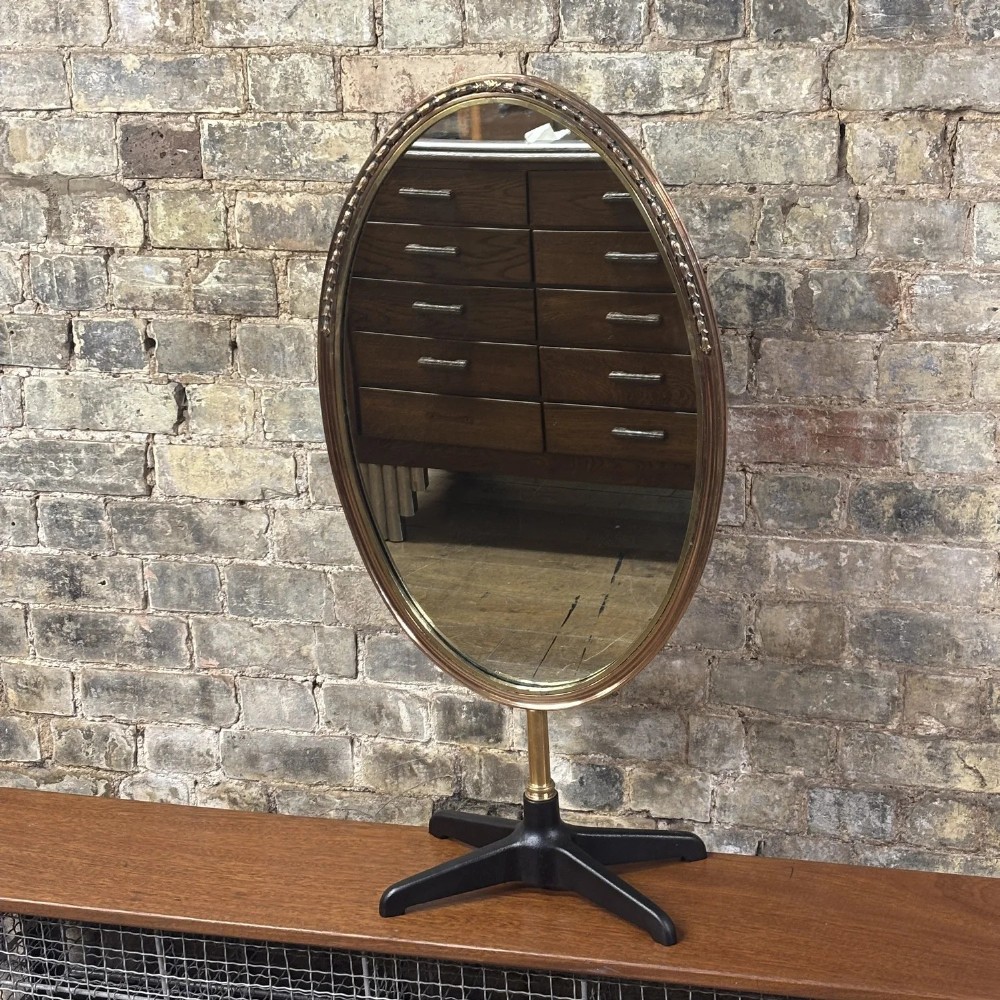 Early 20th Century Oval Brass Dressing Mirror