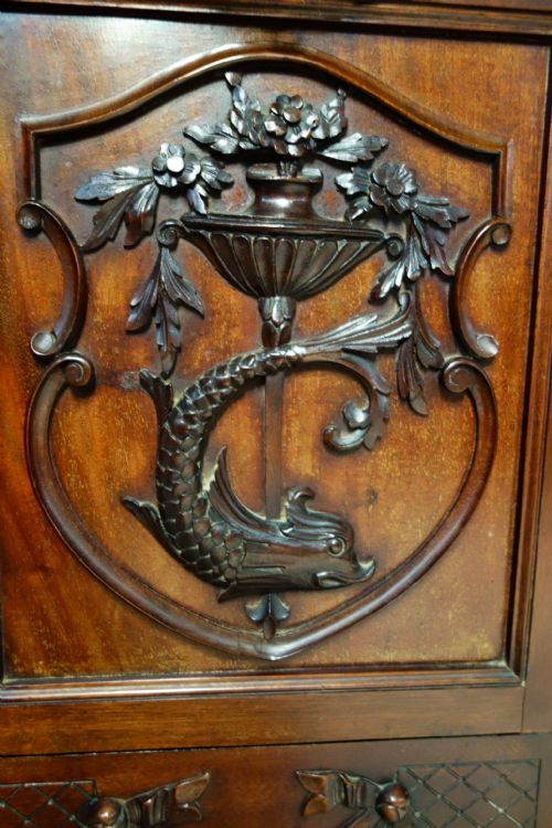 VICTORIAN MAHOGANY CARVED COAL PURDONIUM - ADDITIONAL PHOTO 1
