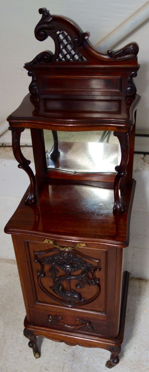 VICTORIAN MAHOGANY CARVED COAL PURDONIUM - ADDITIONAL PHOTO 3