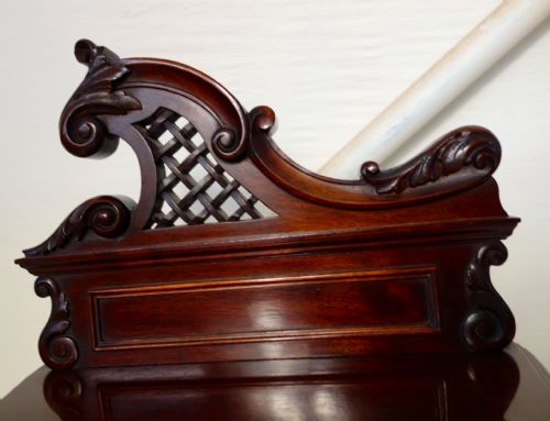 VICTORIAN MAHOGANY CARVED COAL PURDONIUM - ADDITIONAL PHOTO 4