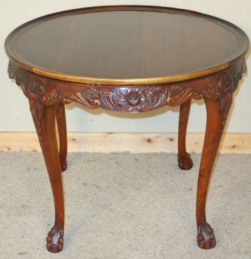 CARVED MAHOGANY CIRCULAR CENTRE TABLE - ADDITIONAL PHOTO 2
