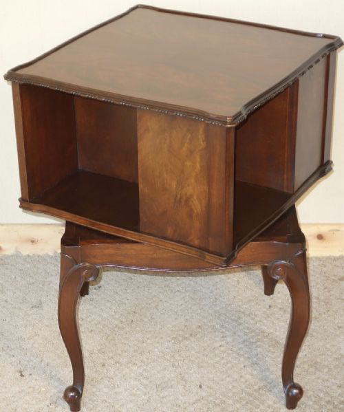 revolving walnut book table bookcase - CATEGORY: ANTIQUE BOOKCASES - DATED 1930
