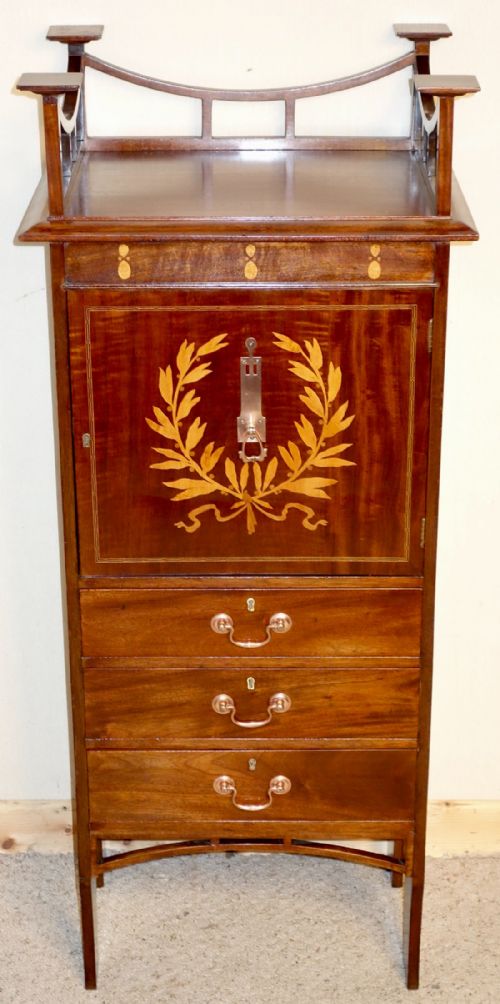 art nouveau mahogany inlay music cabinet - CATEGORY: ANTIQUE CABINETS - DATED 1910