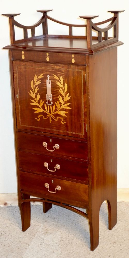 ART NOUVEAU MAHOGANY INLAY MUSIC CABINET - ADDITIONAL PHOTO 1