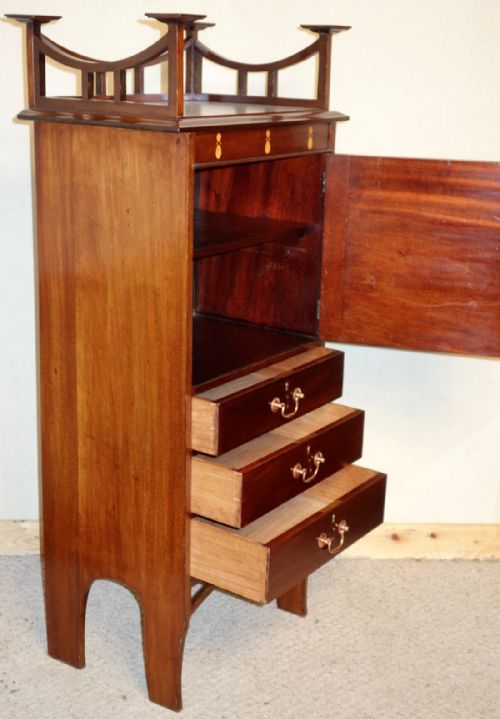 ART NOUVEAU MAHOGANY INLAY MUSIC CABINET - ADDITIONAL PHOTO 2