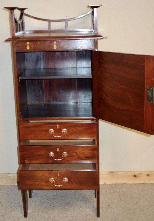 ART NOUVEAU MAHOGANY INLAY MUSIC CABINET - ADDITIONAL PHOTO 3
