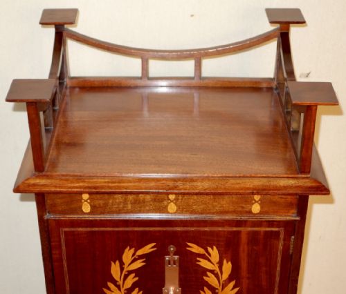 ART NOUVEAU MAHOGANY INLAY MUSIC CABINET - ADDITIONAL PHOTO 4