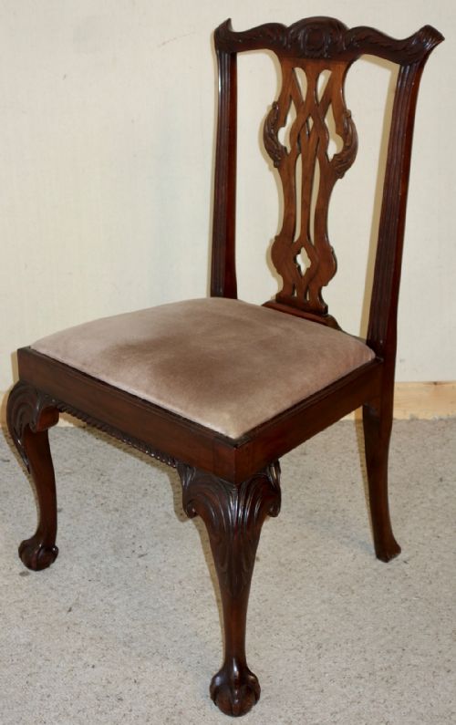 SET OF SIX CARVED MAHOGANY CHIPPENDALE STYLE DINING CHAIRS - ADDITIONAL PHOTO 3