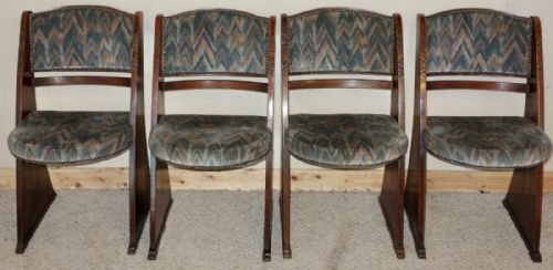 set of four oak arts crafts liberty cinema chairs - CATEGORY: ANTIQUE CHAIRS - DATED 1920