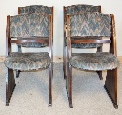 SET OF FOUR OAK ARTS CRAFTS LIBERTY CINEMA CHAIRS - ADDITIONAL PHOTO 1